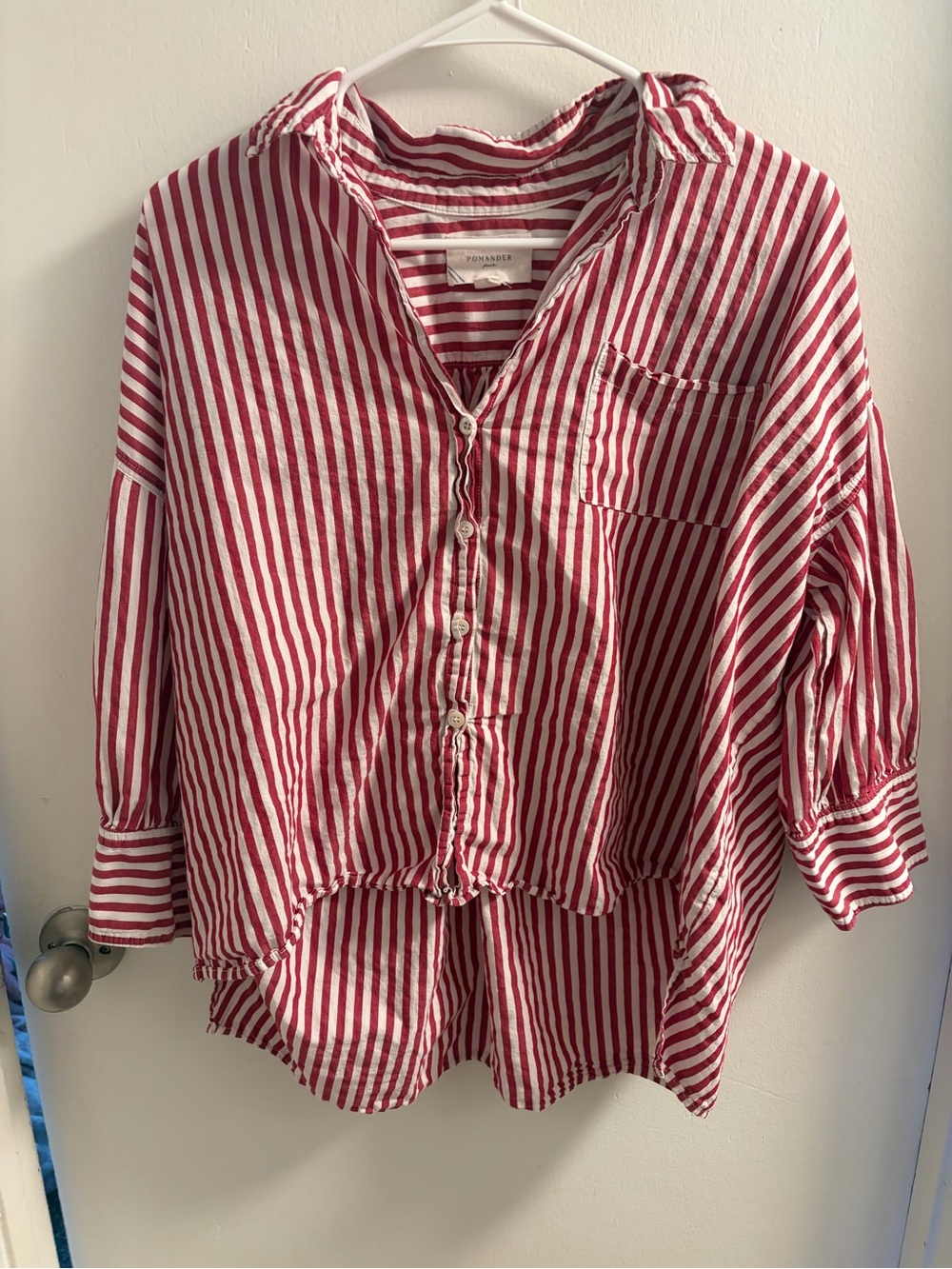 Pomander Place Red & White Striped Relaxed Button-Down Blouse